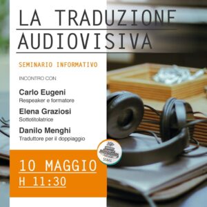 La locandina del workshop "La traduzione audiovisiva"