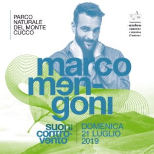 locandina del concerto di marco mengoni sul monte cucco estate 2019