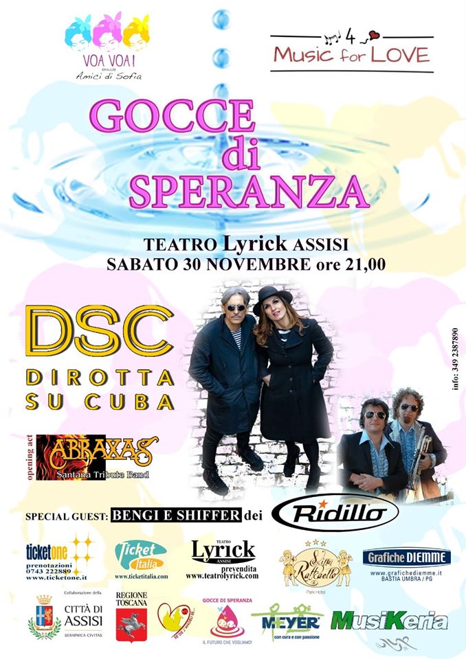 Musica e solidarietà con Gocce di Speranza al teatro Lyrick di Assisi