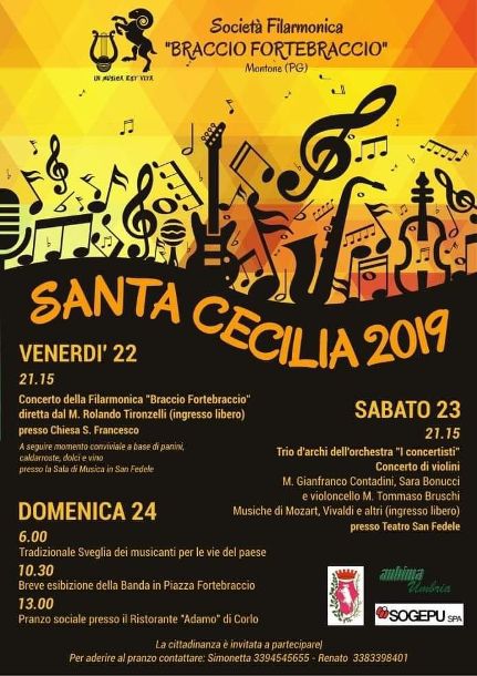 locandina iniziative in onore di santa cecilia a montone 2019