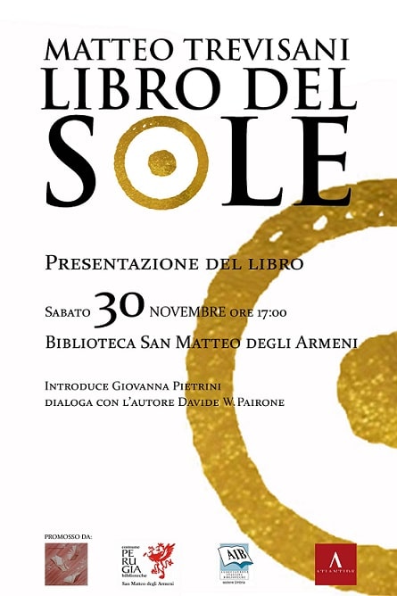 locandina presentazione del libro del sole a perugia