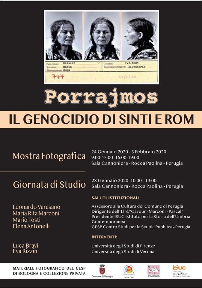 locandina mostra Porrajmos. Il Genocidio di Sinti e Rom